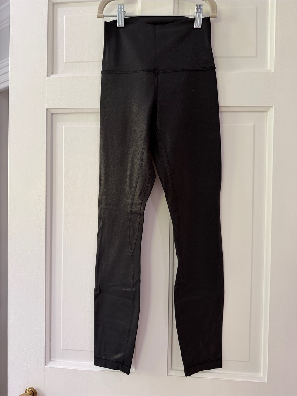 lululemon athletica Black shimmery leggings with Reflective Logo